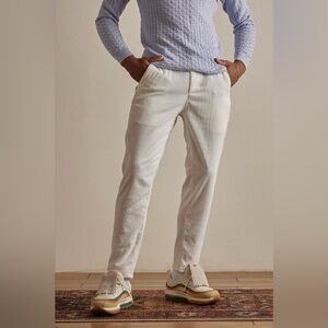 White Corduroy Slim Fit Pants